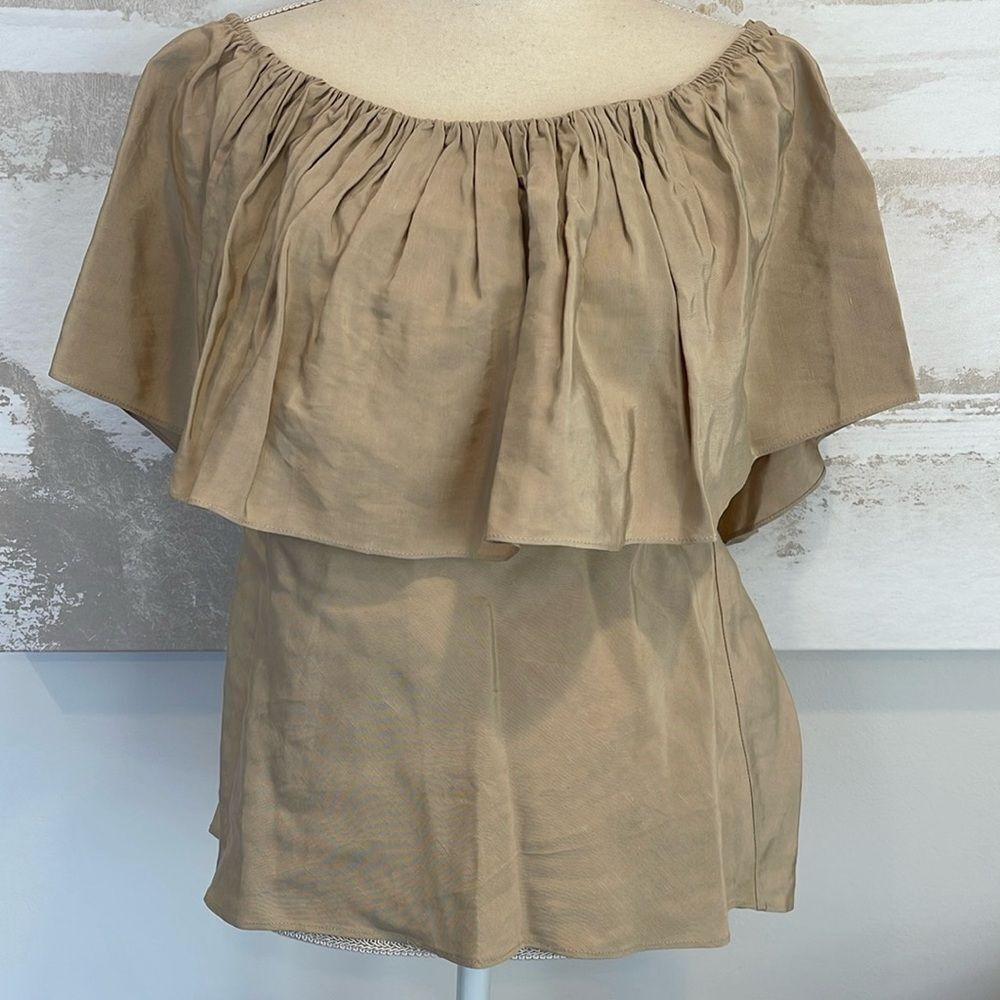 Zara Women Taupe Off The Shoulder Top Size Medium